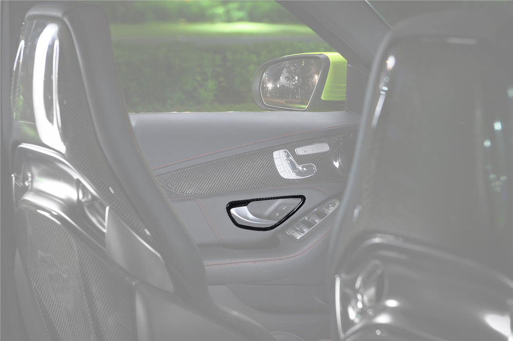 2015-2021 Mercedes Benz W205 C Class GLC X253 Carbon Fiber Interior Door Handle Cover Trim