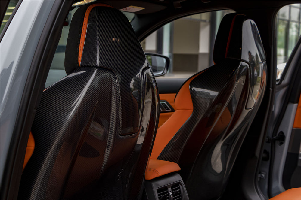 2021-UP BMW M3 G80 Carbon Fiber Seat-Back Cover - DarwinPRO Aerodynamics