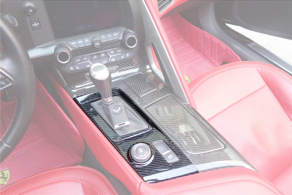 2013-2019 Corvette C7 Z06 Grandsport Dry Carbon Fiber Interior Automatic Manual Control Gear Shift Panel Cover Trim - DarwinPRO Aerodynamics