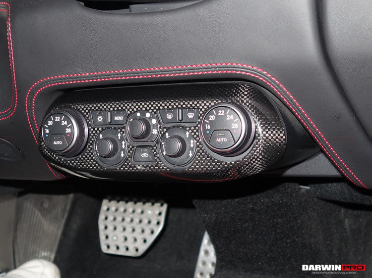 2010-2015 Ferrari 458 Coupe/Spyder/Speciale Dry Carbon Fiber AC Control Panel Cover - DarwinPRO Aerodynamics