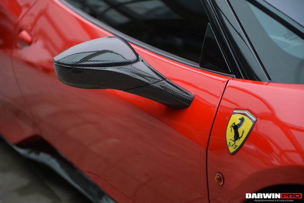 2010-2015 Ferrari 458 Coupe/Spyder/Speciale Dry Carbon Fiber Mirror Housing Repalcement - DarwinPRO Aerodynamics