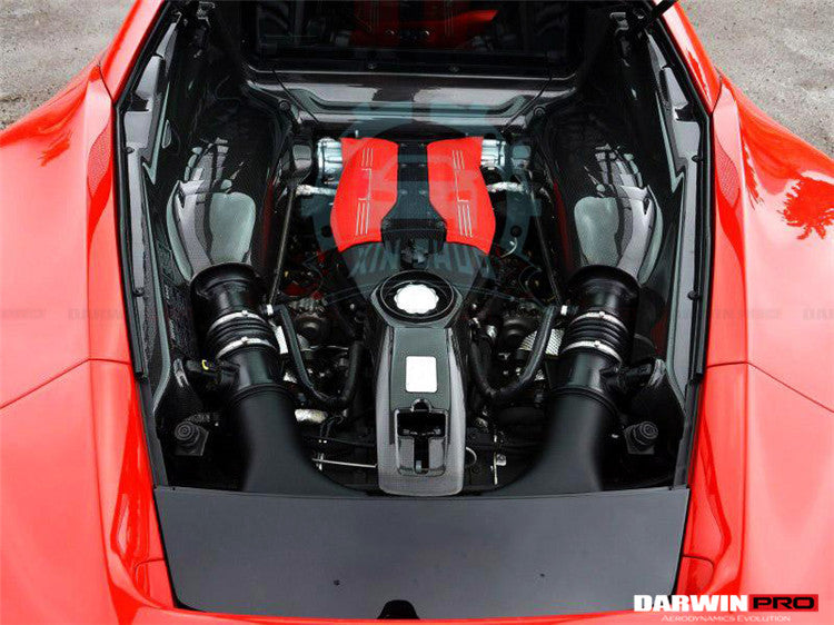 2015-2022 Ferrari 488 GTB/Pista/F8 Dry Carbon Fiber Engine Bay Panels With Heat Protection - DarwinPRO Aerodynamics