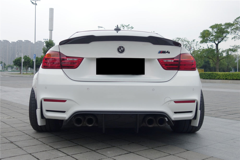 2014-2020 BMW F82/F83 M4 DE Style Rear Diffuser w/ Caps - Carbonado