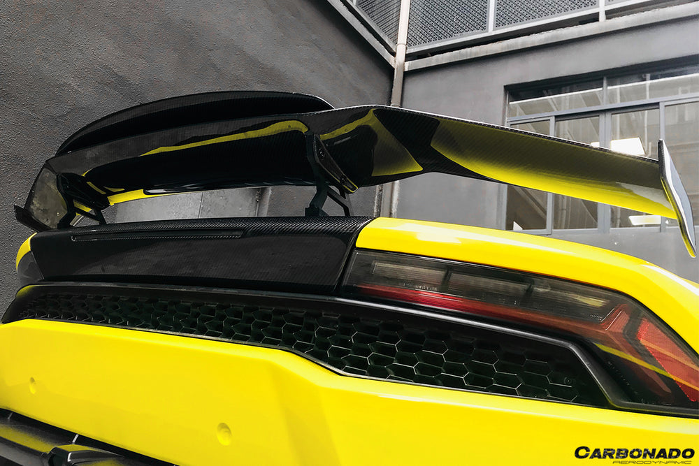 2015-2020 Lamborghini Huracan LP610/LP580 MD Style Carbon Fiber Trunk Spoiler w/ Base - Carbonado
