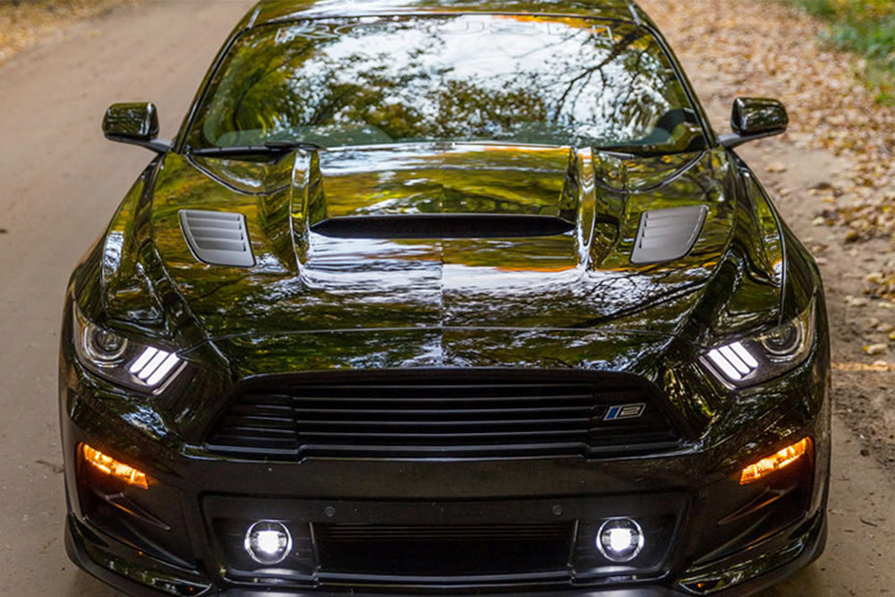 2014-2017 Ford Mustang Rsh Style Carbon Fiber Heat Extractors Hood Scoops - Carbonado