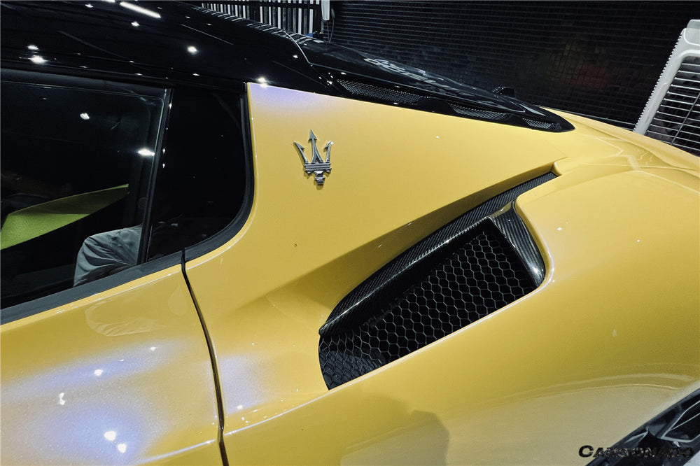 2020-UP Maserati MC20 NVT Style Dry Carbon Fiber Quarter Panel Side Vent Scoops - Carbonado