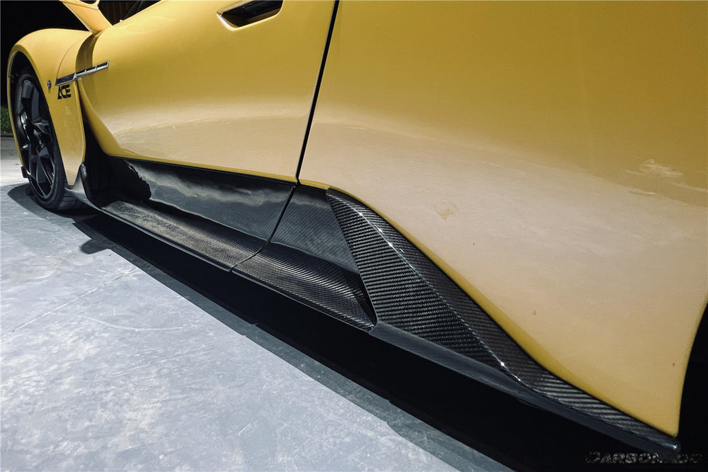 2020-UP Maserati MC20 OE Dry Carbon Fiber Side Skirts - Carbonado