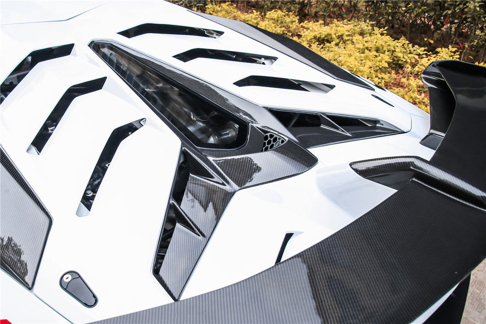 2011-2021 Lamborghini Aventador LP700 LP740 LP750 Coupe Roadster SVJ Style Part DRY Carbon Fiber Engine Hood And Wing