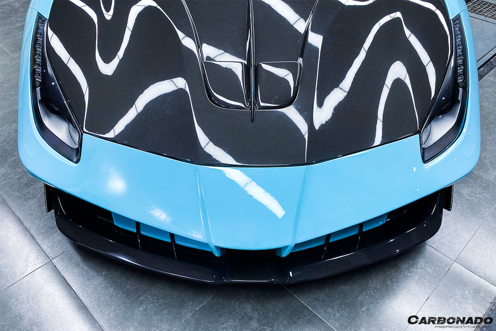 2015-2020 Ferrari 488 GTB/Spyder MA Style Partial Carbon Fiber Front Bumper - Carbonado