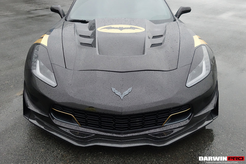 2013-2019 Corvette C7 Z51 Z06 Grandsport Carbon Fiber Front Lip with Caps - DarwinPRO Aerodynamics