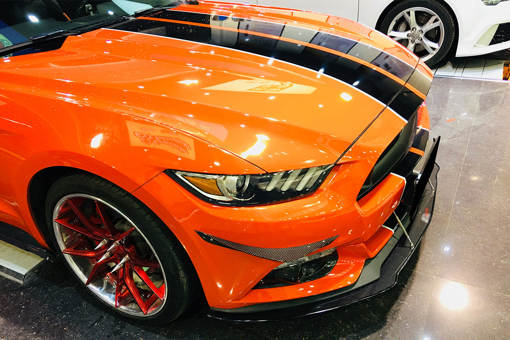 2014-2017 Ford Mustang AR Style Carbon Fiber Front Lip Underboard - Carbonado