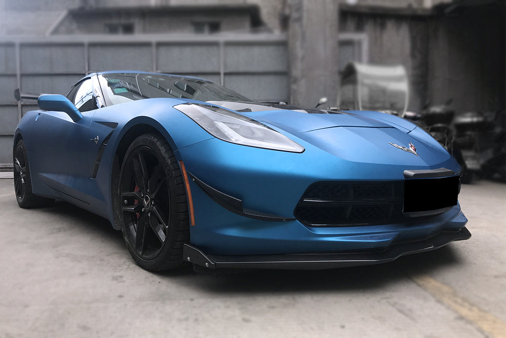 2013-2019 Corvette C7 Z51 Z06 Grandsport Carbon Fiber Satge3 Style Front Lip with Satge2 Winglets - DarwinPRO Aerodynamics