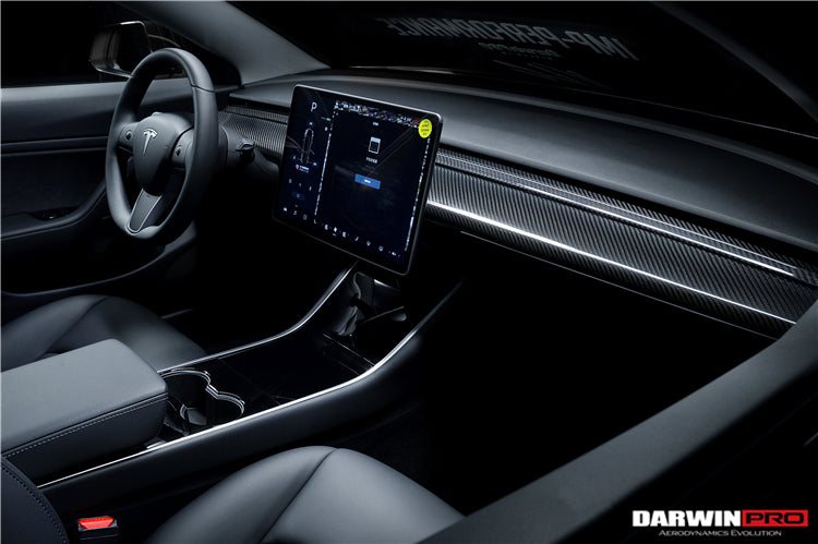 2017-2020 Tesla Model 3 Autoclave Carbon Fiber Dashboard Trim Replacement - DarwinPRO Aerodynamics