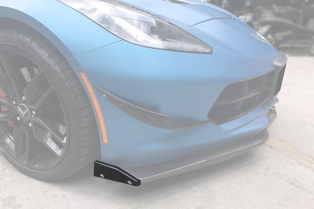 2013-2019 Corvette C7 Z51 Z06 Grandsport Carbon Fiber Front  Lip Winglets - DarwinPRO Aerodynamics