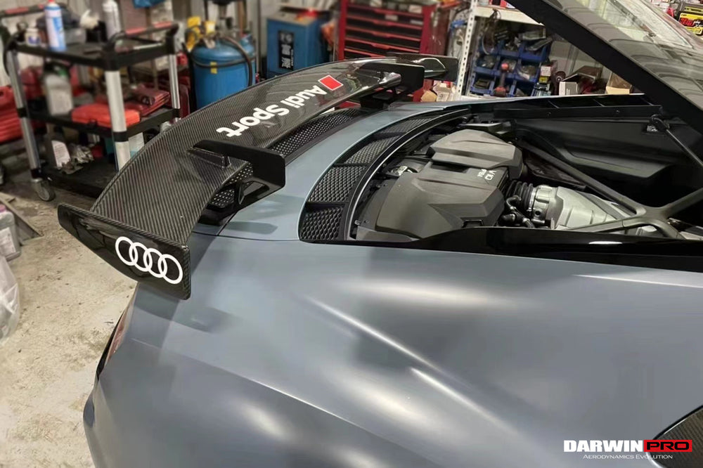 Alerón trasero de fibra de carbono seco con patas de aluminio para Audi R8 Coupe y Spyder Performance Parts Style 2016-2023