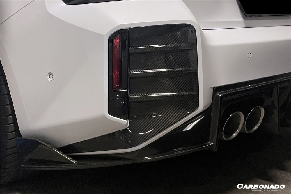 Divisor de parachoques trasero de fibra de carbono seco estilo OD BMW M2 G87 2021-2024 con aletas