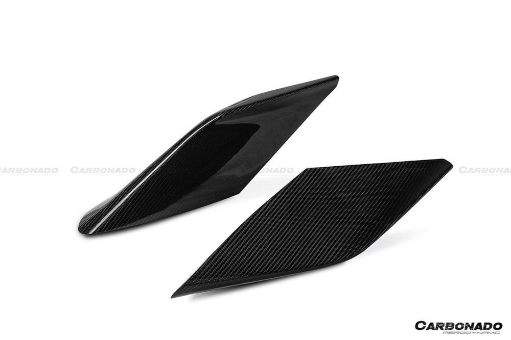 2019-2024 Ferrari F8 OEM Style Dry Carbon Fiber Side Air Intake Fins Flaps Wings