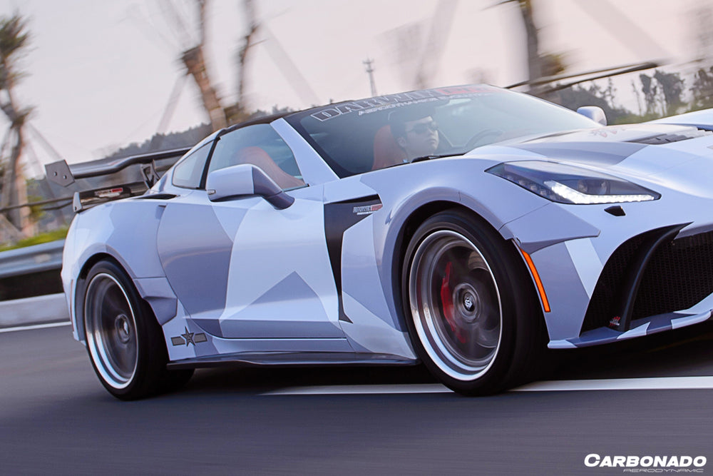 2013-2019 Corvette C7 Stingray AR Style Carbon Fiber Side Skirts Extension