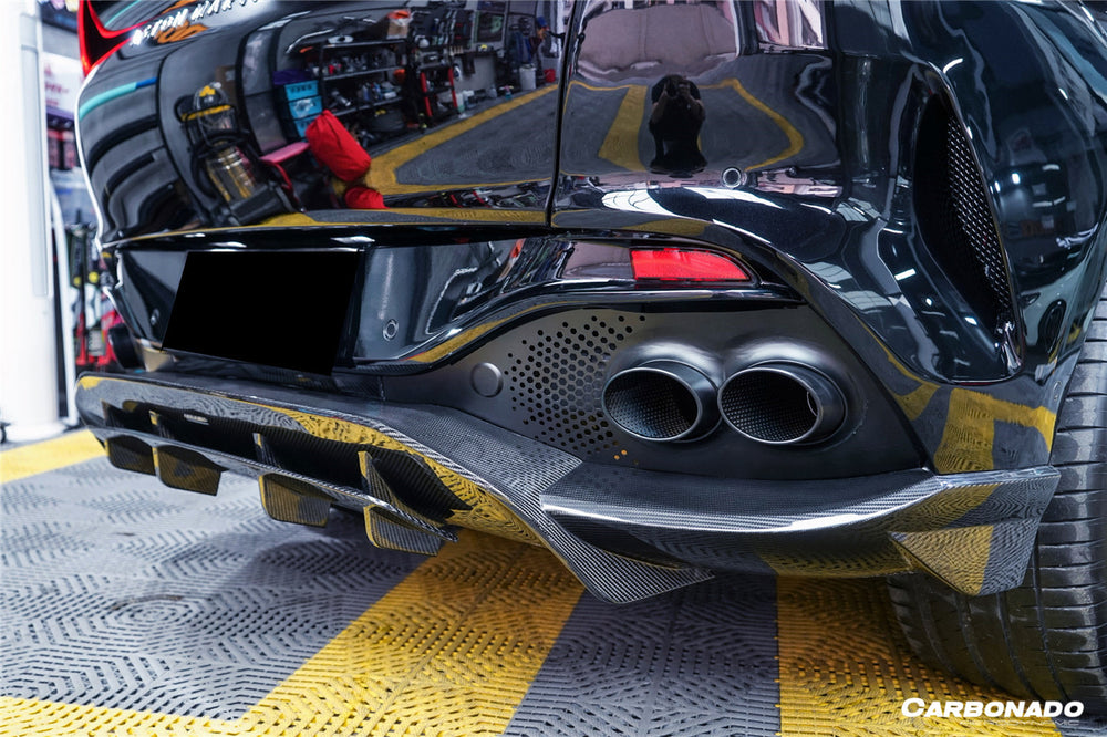 2021-2024 Aston Martin DBX 707 Style Dry Carbon Fiber Rear Bumper w & Exhaust tips