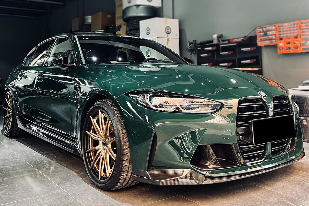 Faldones laterales de fibra de carbono estilo MP para BMW M3 G80 2021 en adelante