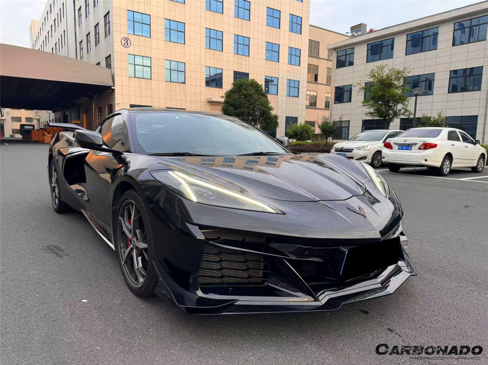 Faldón delantero de fibra de carbono con aletas para Corvette C7 Z51 Z06 Grandsport 2013-2019