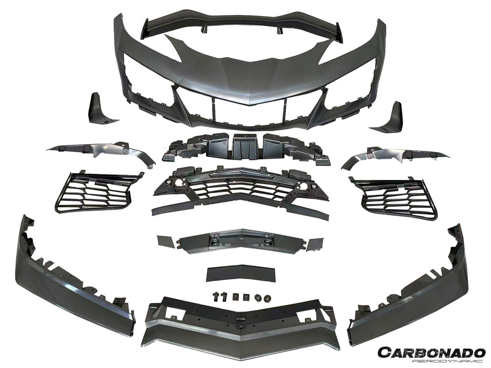 Faldón delantero de fibra de carbono con aletas para Corvette C7 Z51 Z06 Grandsport 2013-2019