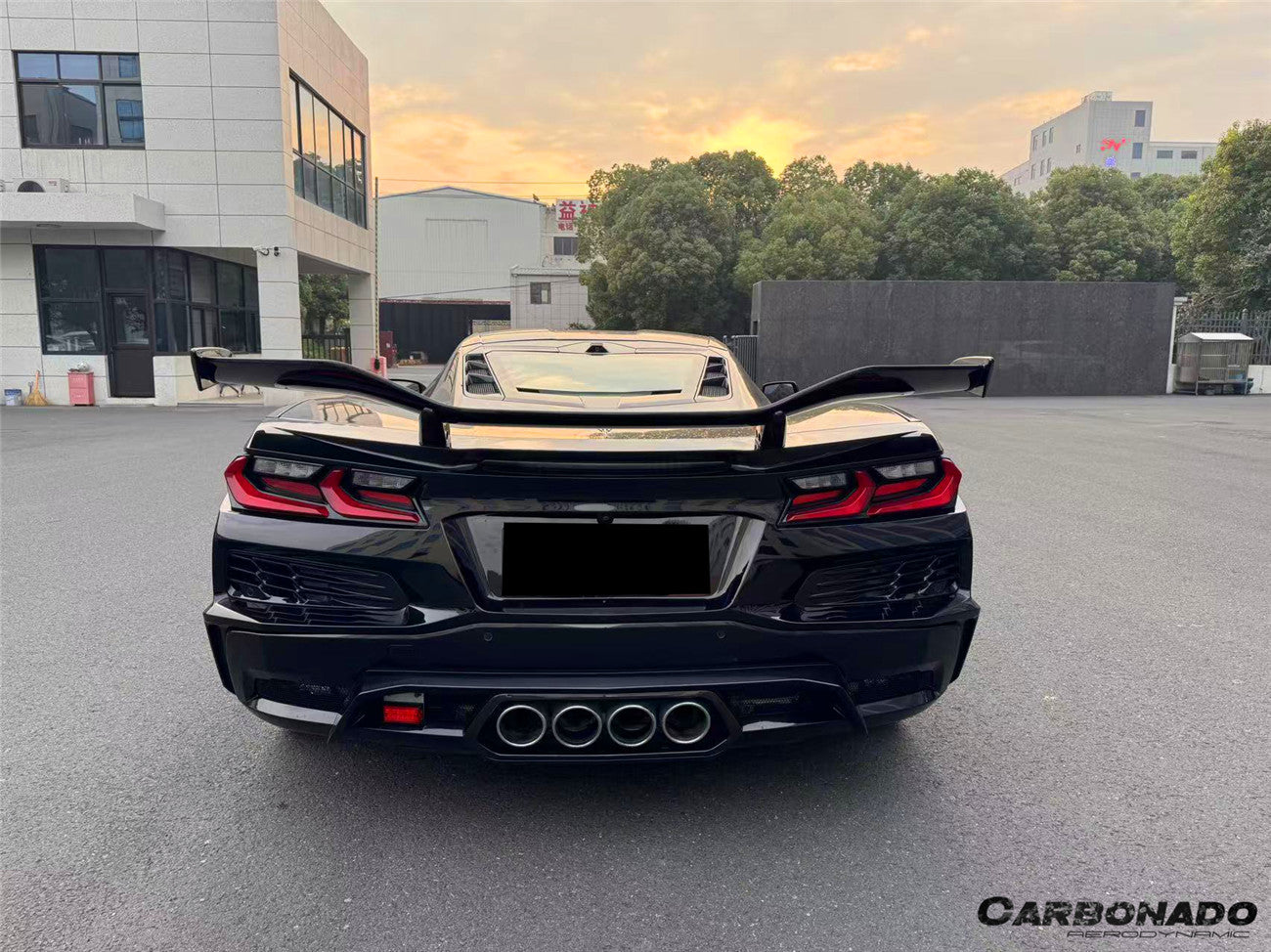 Z06 Side Rear 2020-2026 Corvette C8 Stingray Z06 Style Rear Bumper with Exhaust System