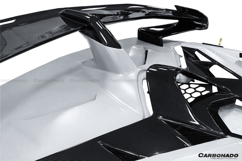 Capó y alerón de fibra de carbono seco para Lamborghini Aventador LP700 LP740 LP750 SVJ Coupe y Roadster estilo SVJ 2011-2021