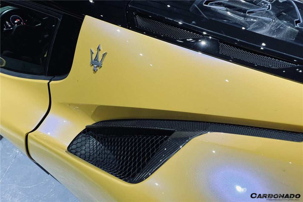 2020-UP Maserati MC20 NVT Style Dry Carbon Fiber Quarter Panel Side Vent Scoops