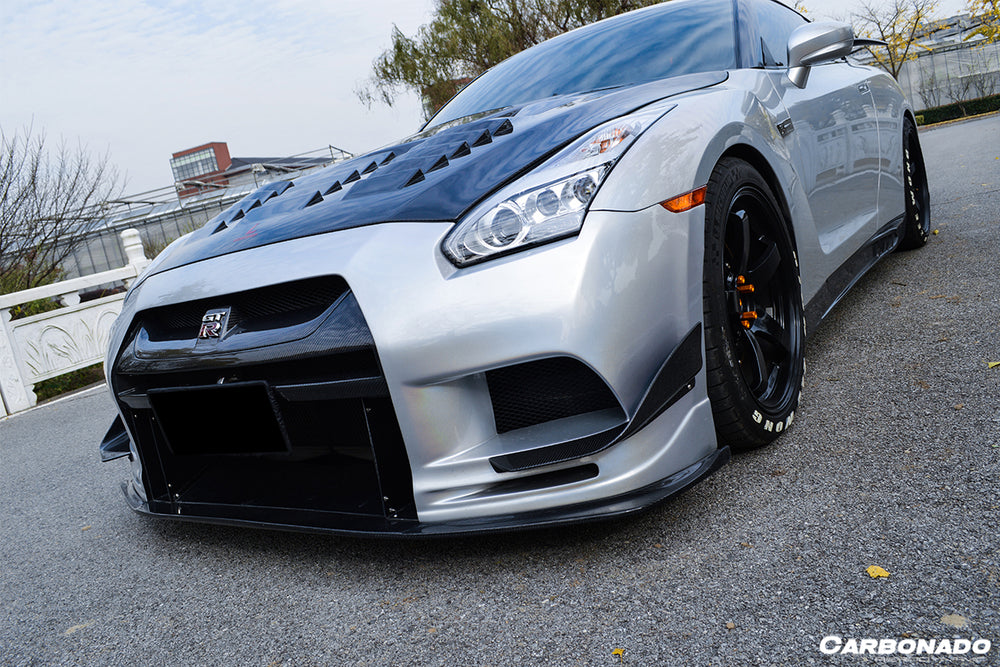 2008-2023 Nissan GTR R35 CBA DBA TPR Style Partial Carbon Fiber Front Bumper - DarwinPRO Aerodynamics