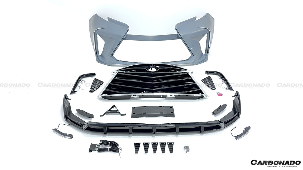 2021-UP Toyota Sienna Thunder Style PP Front Bumper with Lip and Grills and LED Light