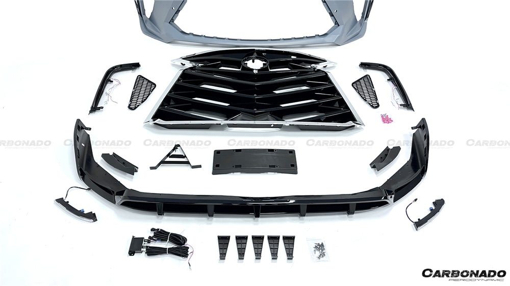 2021-UP Toyota Sienna Thunder Style PP Front Bumper with Lip and Grills and LED Light