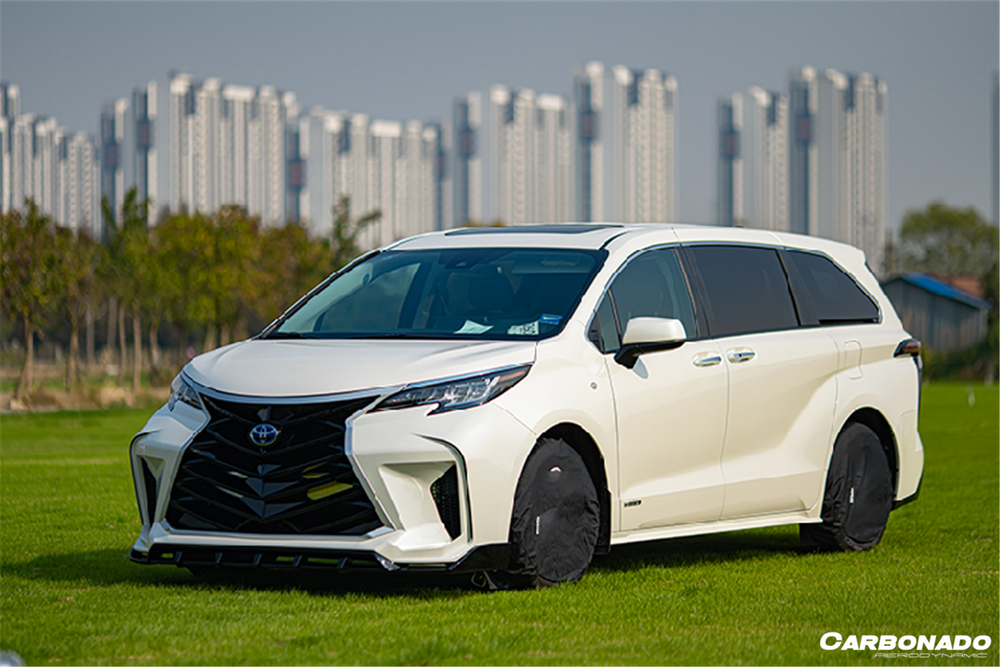 2021-UP Toyota Sienna Thunder Style PP Front Bumper with Lip and Grills and LED Light