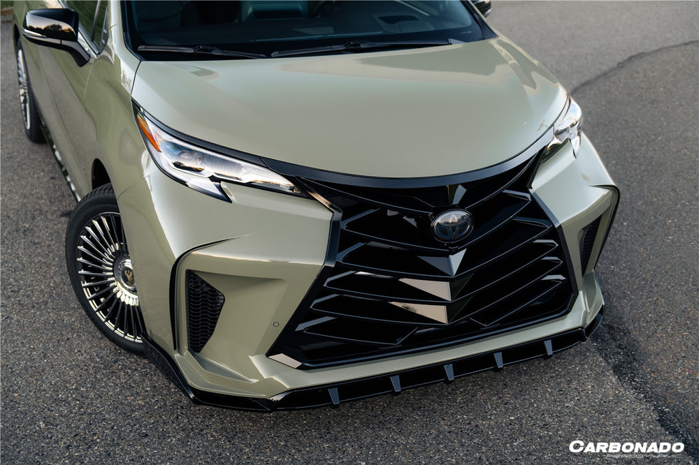 2021-UP Toyota Sienna Thunder Style PP Front Bumper with Lip and Grills and LED Light