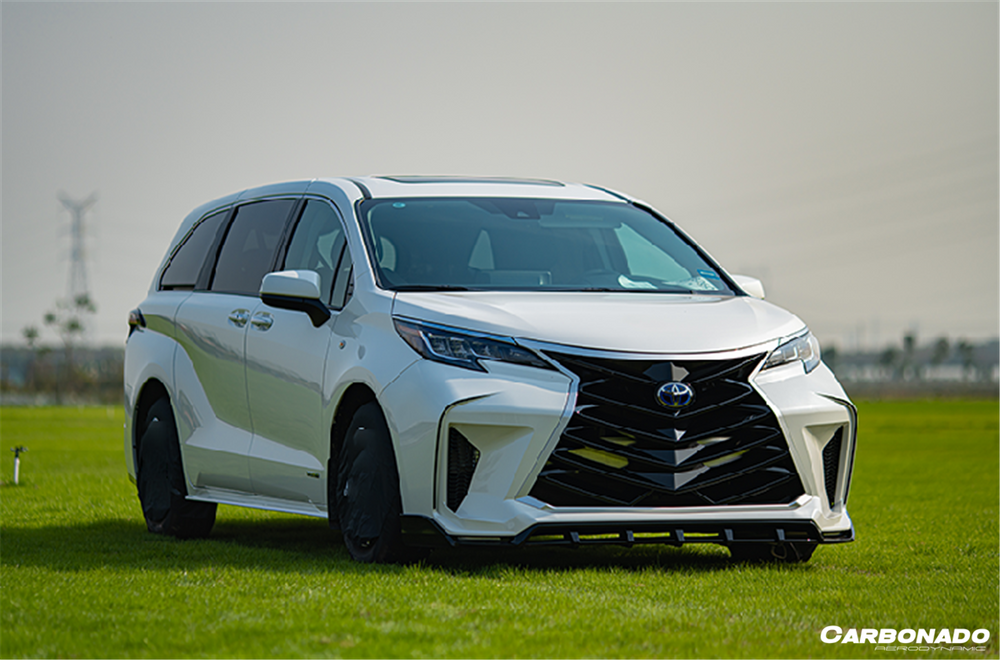 2021-UP Toyota Sienna Thunder Style PP Front Bumper with Lip and Grills and LED Light