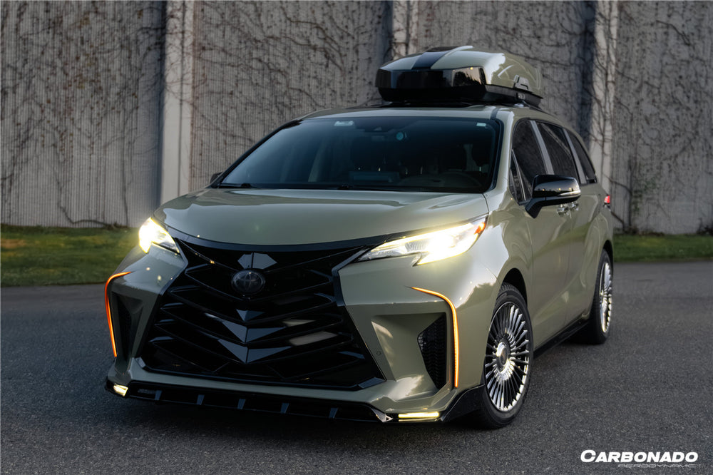 2021-UP Toyota Sienna Thunder Style PP Front Bumper with Lip and Grills and LED Light