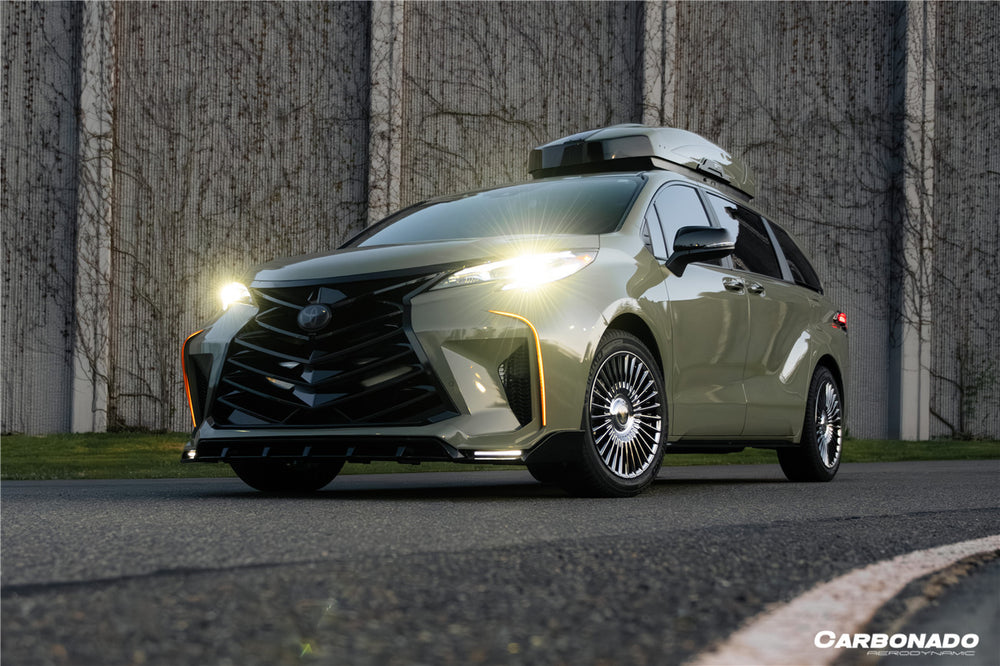 2021-UP Toyota Sienna Thunder Style PP Front Bumper with Lip and Grills and LED Light