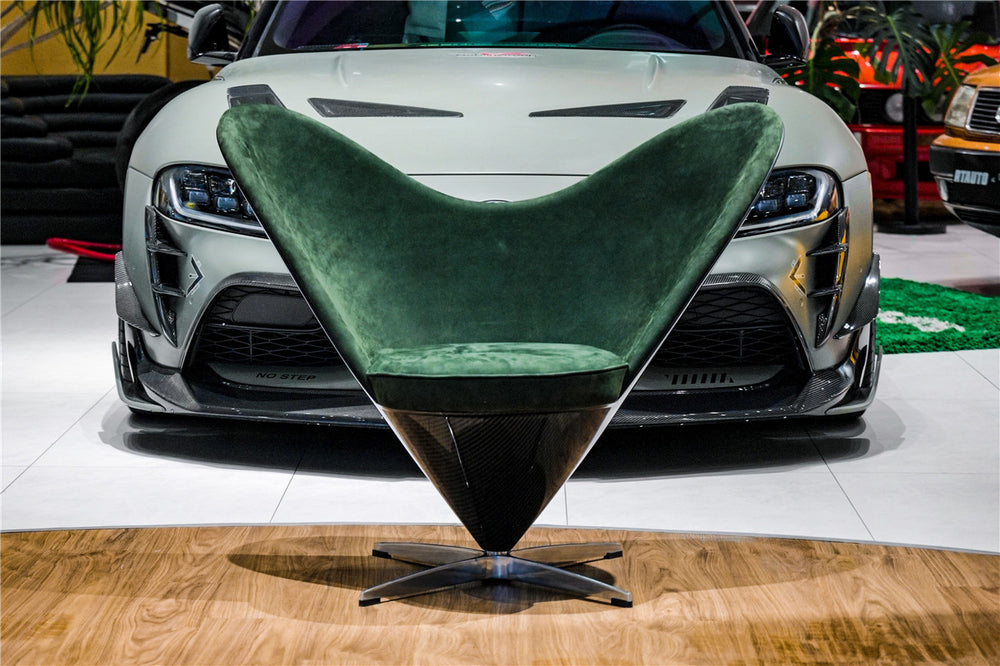 DARWINPRO CARBON FIBER HEART-SHAPED BRITISH GREEN SUEDE LOUNGE CHAIR