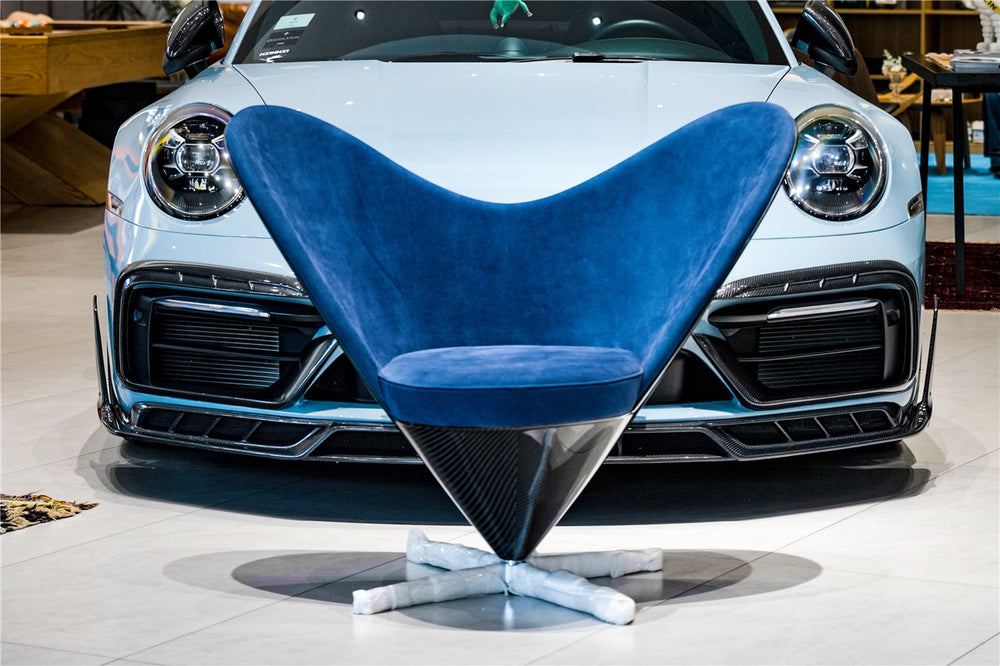 DARWINPRO CARBON FIBER HEART-SHAPED MARINE BLUE SUEDE LOUNGE CHAIR
