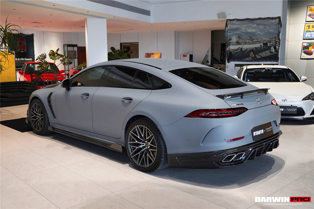 Difusor trasero de alto rendimiento DarwinPRO 2019-2024 Mercedes Benz AMG GT50 GT53 GT43 4Door Coupe X290 IMP con paneles reflectores y puntas de escape