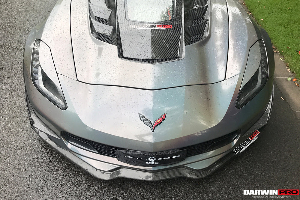 Faldón delantero de fibra de carbono con aletas para Corvette C7 Z51 Z06 Grandsport 2013-2019