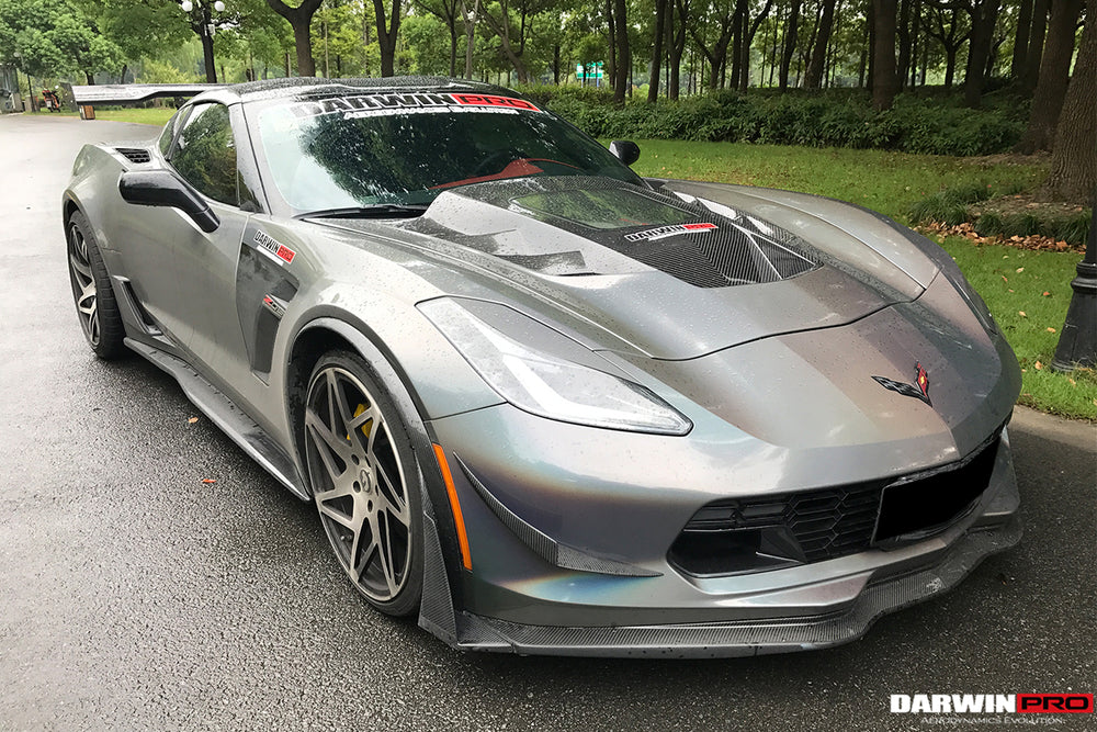 DarwinPRO 2013-2019 Corvette C7 Z51 Z06 Grandsport Carbon Fiber Front Lip (No Winglets) - DarwinPRO Aerodynamics