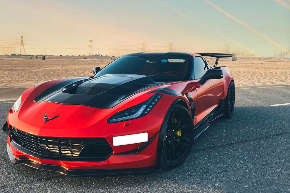 Faldón delantero de fibra de carbono con aletas para Corvette C7 Z51 Z06 Grandsport 2013-2019