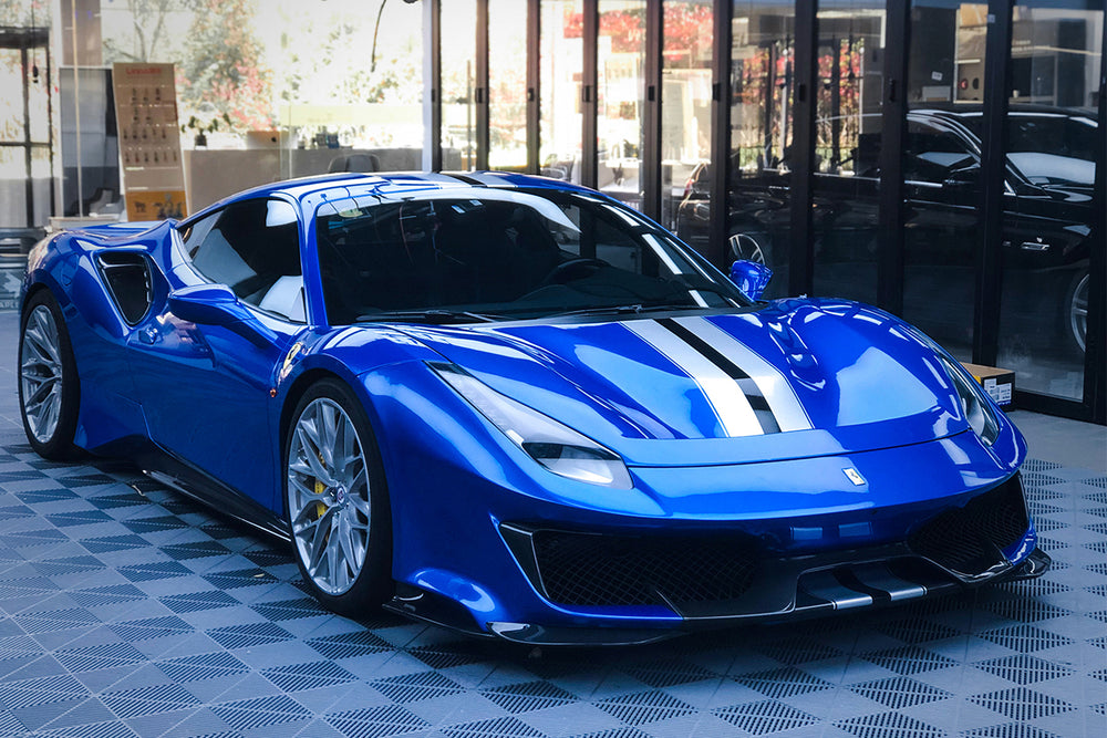 2015-2020 Ferrari 488 GTB | Spider Pista Style Carbon Fiber Front Bumper Set with Hood