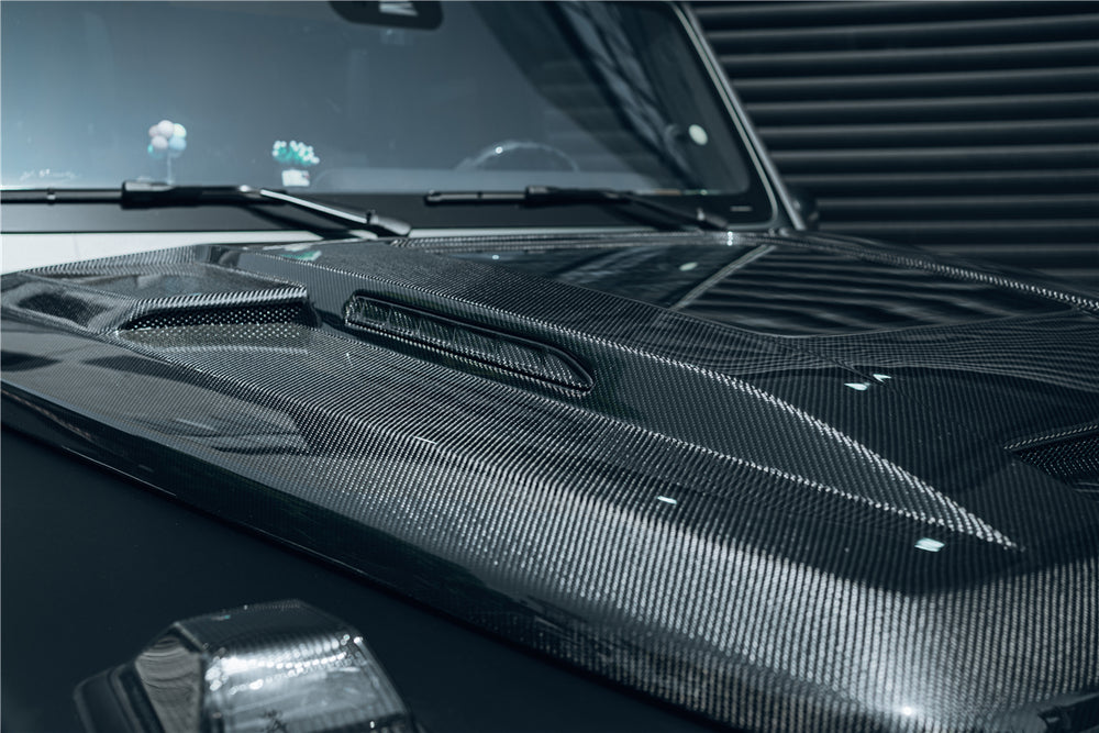 Capó de fibra de carbono parcial IMP Performance para Mercedes Benz W464 Clase G G Wagon G500, G550 y G63AMG 2019-2023