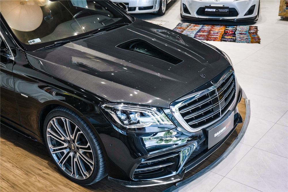 2014-2020 Mercedes Benz W222 Sedan iMP Design Carbon Fiber Hood | Fits S450, S550, S560, S63AMG, S65AMG - DarwinPRO Aerodynamics