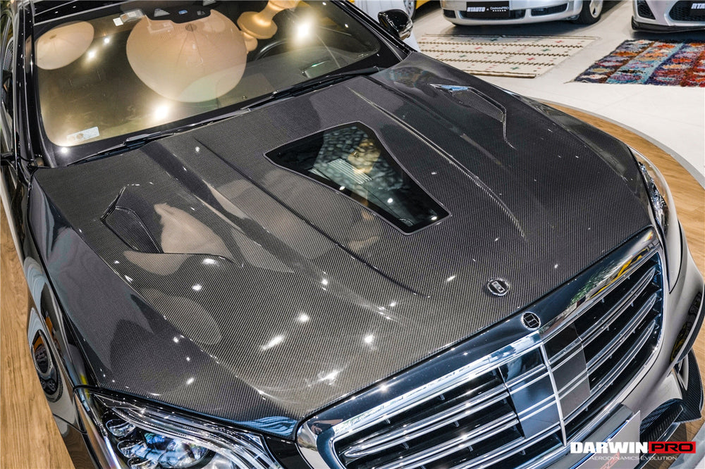 2014-2020 Mercedes Benz W222 Sedan iMP Design Carbon Fiber Hood | Fits S450, S550, S560, S63AMG, S65AMG - DarwinPRO Aerodynamics