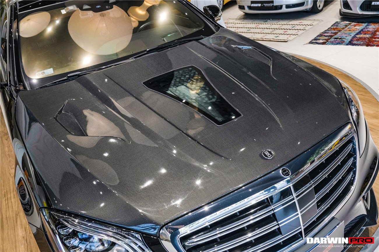 2014-2020 Mercedes Benz W222 Sedan iMP Design Carbon Fiber Hood | Fits S450, S550, S560, S63AMG, S65AMG - DarwinPRO Aerodynamics