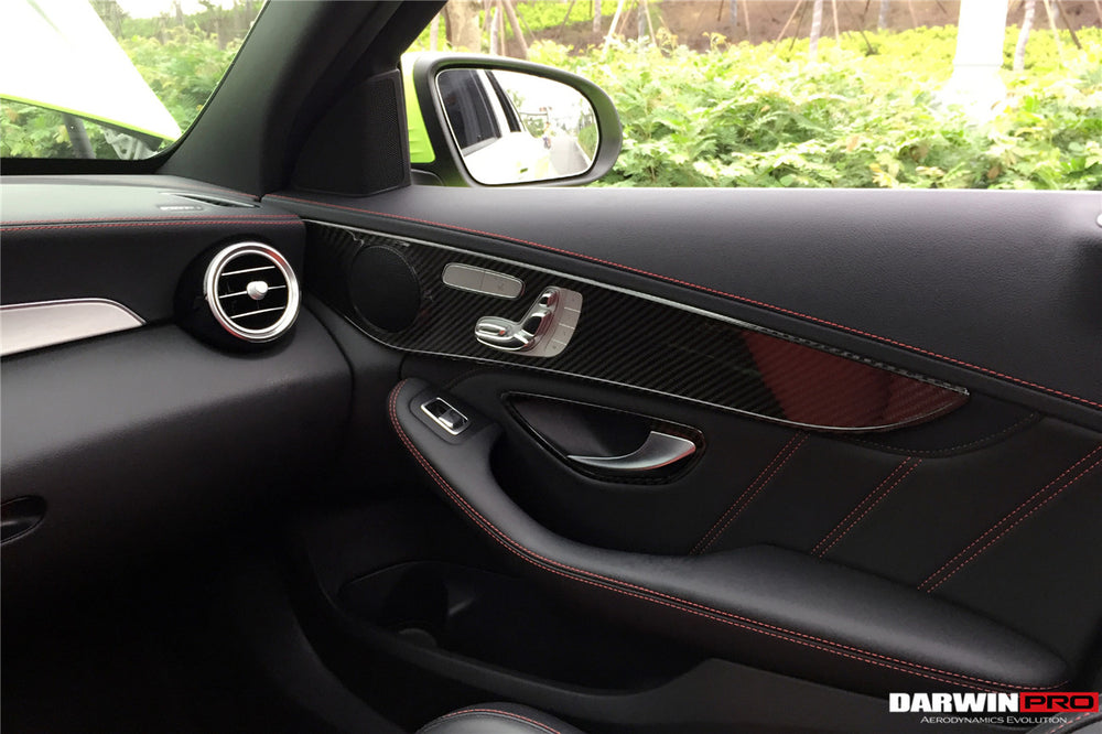 2015-2021 Mercedes Benz W205 C63 S AMG Sedan Carbon Fiber Interior Door Panel Trim Cover Strip