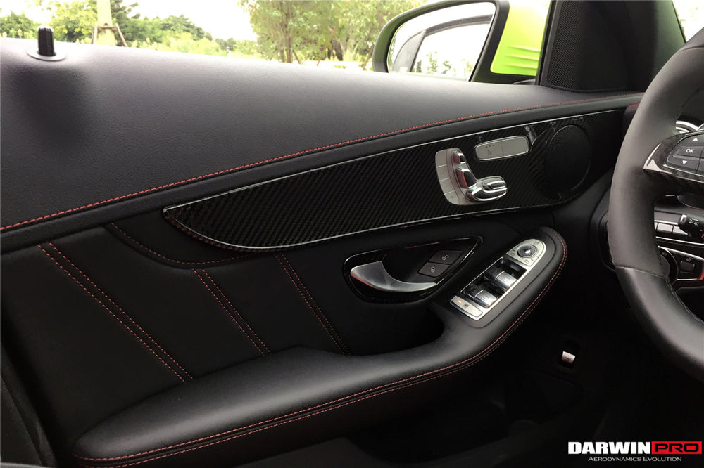 2015-2021 Mercedes Benz W205 C63 S AMG Sedan Carbon Fiber Interior Door Panel Trim Cover Strip